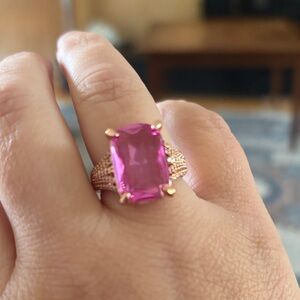 Radiant Pink Gemstone Ring